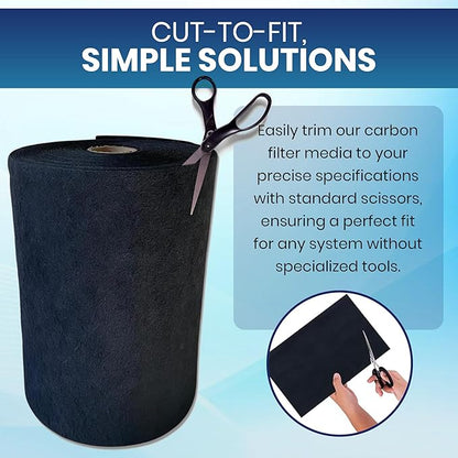 Activated Carbon Filter Media Roll - 31" x 100' x 1/4" Thick, Odor Control, Cut to Size, Filter Range Hood, AC Filter Material, Durable Carbon Filters, Made in USA