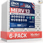BNX TruFilter 16x16x1 Air Filter MERV 13 (6-Pack) - MADE IN USA - Electrostatic Pleated Air Conditioner HVAC AC Furnace Filters for Allergies, Pollen, Mold, Bacteria, Smoke, Allergen, MPR 1900 FPR 10
