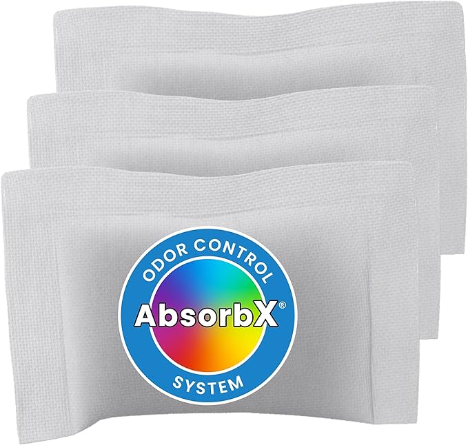 iTouchless Official Trash Can Deodorizer AbsorbX 3-Pack All Natural Activated Charcoal Odor Absorber Stops Garbage Smells, Air Freshener Compost Bin Filter for 8 Gal & Larger Trashcan with Compartment