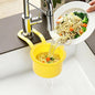 JOMCYDM Kitchen Sink Basket, Faucet Hanging Draining Basket, Kitchen Waste Catcher Hands-Free Press to Empty, Prevents Clogs & Messy Scraping (Yellow)