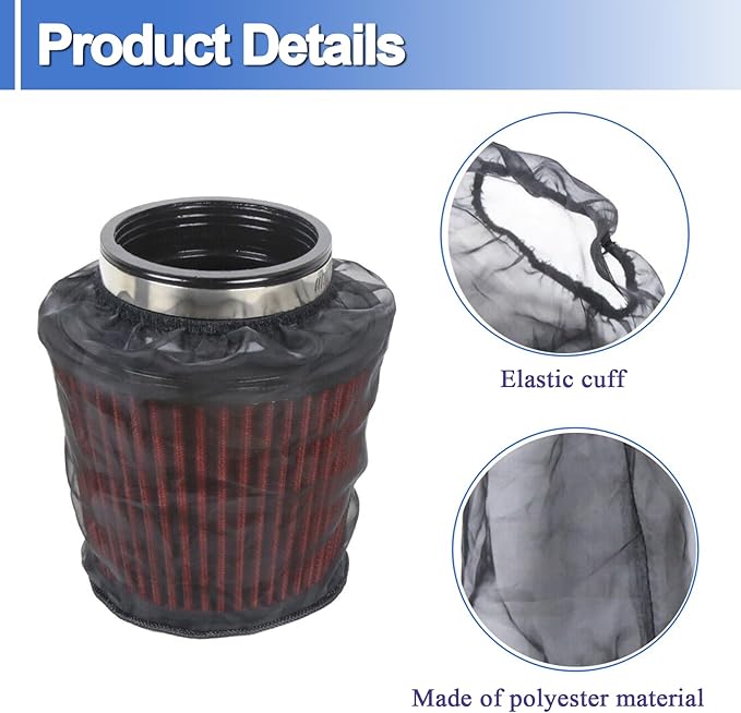 Air Filter Cover Small Dustproof Protective Cover Fits for Harley Davidson Touring Model Universal Cold Air Intake Filter Sock Wrap (Size S), 1 Pack