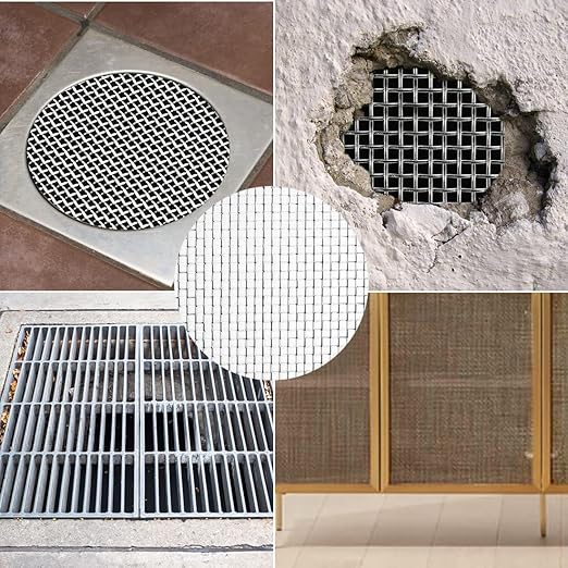 Wire Mesh Stainless Steel Woven Wire Mesh Screen 6 Mesh 300X 210mm Air Vent Metal Mesh for DIY Projects, Vent, Cage, Garden, Window Screen, Filter Mesh 4 Pack, silver, SY6MTSWUS