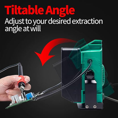 YIHUA 948DQ-I Solder Fume Extractor Fan Solder Smoke Absorber Remover Tiltable Angle with Flexible Helping Hands 8 Extra Fan Filters for Soldering Wood Burning and more