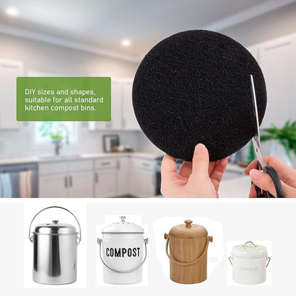 10 Pack Charcoal Filters for Kitchen Compost Bin, Compost Filters for Countertop Bin Pail Replacement, Activated Charcoal Home Bucket Refill Sets, Round 6.7 Inch