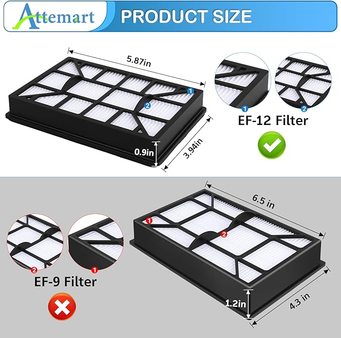 EF-12 HEPA Filter Replacement for Kenmore 600 Series, 62731, 52731, 81615, 81614, BC4026 Canister Vacuum Cleaners, Part #591021101, 2 Pack 600 Series Exhaust Filter for Kenmore
