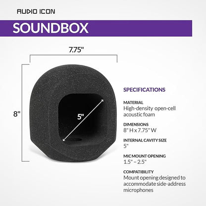 Soundbox Vocal Recording Isolation Booth | Portable Microphone Shield, Pop Filter for Studio-Quality Sound for Singing, Podcasting, Acoustic High-Density Foam Ball, Mic Soundproof Box (Fire Red)