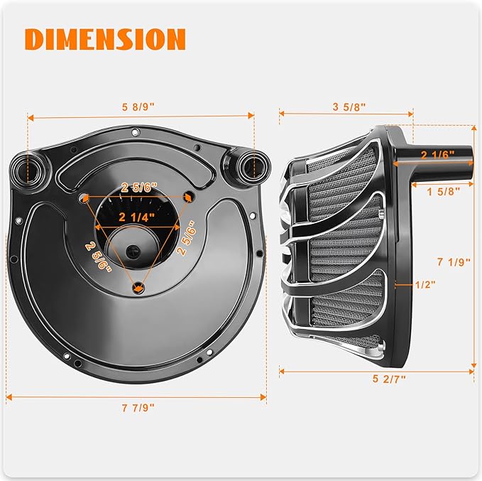 High Flow Air Cleaner Intake Filter System Kit Air Filters Cover Drift Style for Harley Touring 2008-2016 Softail '16-'17 FLSTNSE '14-'15 FLSTSE 2011-2012 FXSBSE 2013-2014 Dyna FXDLS 2017