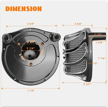 High Flow Air Cleaner Intake Filter System Kit Air Filters Cover Drift Style for Harley Touring 2008-2016 Softail '16-'17 FLSTNSE '14-'15 FLSTSE 2011-2012 FXSBSE 2013-2014 Dyna FXDLS 2017