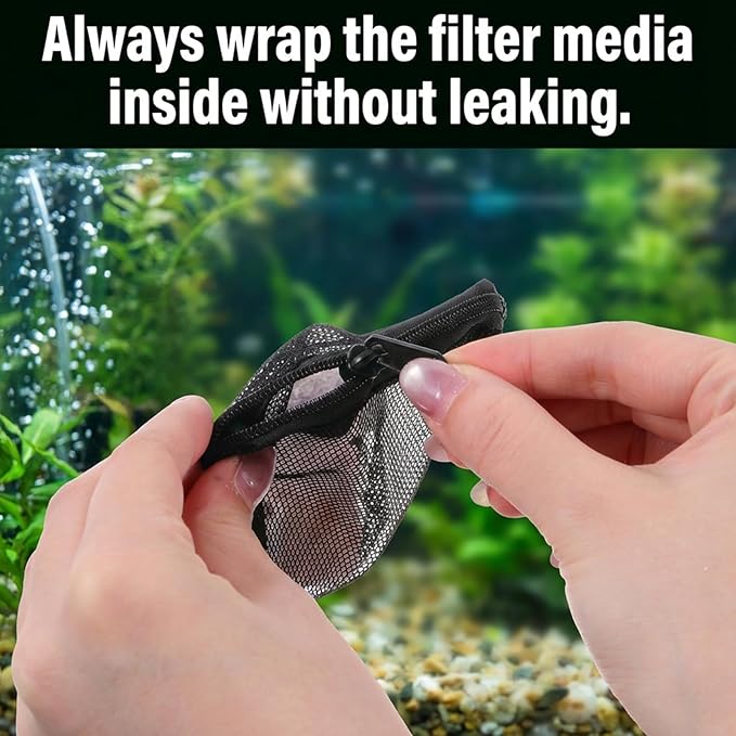 20Pcs Media Bags for Aquarium Fine Mesh Bag Aquarium Filter Media Bags with Plastic Zipper Suitable for Activated Carbon, Filter Stones, Ceramic Rings (4 x 4 inches)