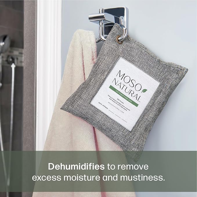 Moso Natural Air Purifying Bag 200g | HGTV Editor's Pick | Premium Bamboo Charcoal Odor Absorber for Home & Car | Closet Odor Eliminator & Car Air Freshener | Long Lasting Charcoal Bags Cover 90sqft