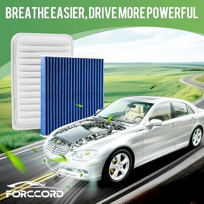 Cabin & Engine Air Filter Fit for Toyota Corolla 2009-19, Matrix 2009-14, Yaris 2007-18, Scion xD 2008-14, Vibe 2009-10 Activated Carbon Cabin Filter Replace#CF10285 CA10190 Car Accessories