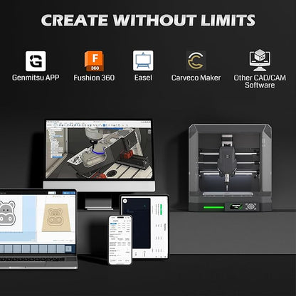 Genmitsu Cubiko CNC Router Machine with Enclosure, PCB Milling Machine, Smart Desktop CNC with Auto Z-Probing, WiFi & APP Supported, Great for Polishing, Drawing, Woodworking