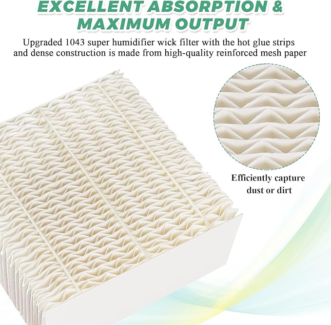 1043 Super Humidifier Wick Filters (2Pack) Replacement for Essick AirCare Evaporative Humidifier Filter EP9500 EP9700 EP9800 831000 821000 826000 826800, Bemis Space Saver 800 8000 Series by Techecook