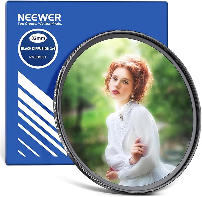 NEEWER 82mm Black Diffusion 1/4 Filter Dreamy Soft Cinematic Effect Filter Ultra Slim Water Repellent Scratch Resistant Optical Glass Multiple Nano Coatings for Video/Vlog/Portrait Photography
