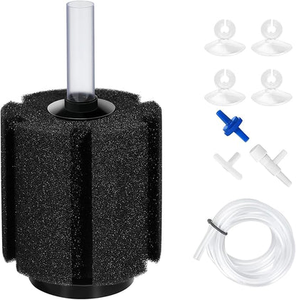 AQUANEAT Aquarium Air Powered Sponge Filter, Fish Tank Bio Bubble Filter with Airline Tubing, Valves, Suction Cup (Up to 60Gal)