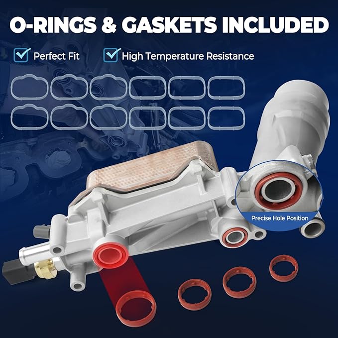 926-959 Stainless Steel Engine Oil Cooler Oil Filter Housing for 2017-2018 Jeep Wrangler Grand Cherokee Dodge Challenger Charger Journey Caravan Durango Chrysler 200 300 Town Country Ram 3.6L 926-876