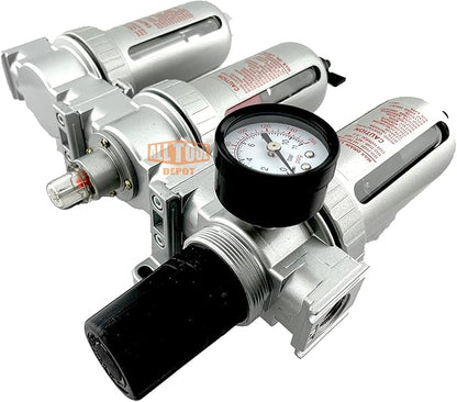 3/8" NPT MID FLOW Filter Regulator Coalescing Desiccant Dryer System For Compressed Air Lines, Poly Bowls, Great For Paint Spray And Plasma Cutter (MANUAL DRAIN)