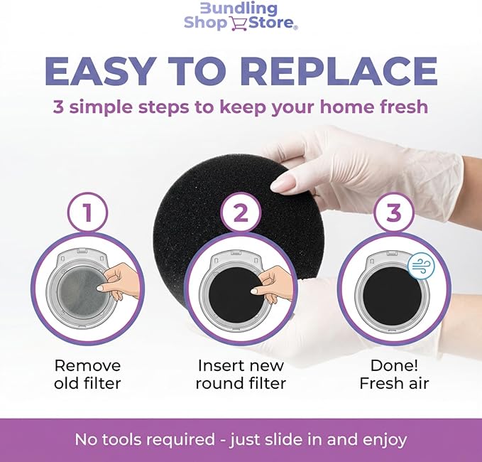 Activated Charcoal Odor Absorber- (NO Adhesive) for Trash can lids Pack of 10 Filters for composters, Trash cans, Kitchens and Recycling Areas, pet Litter Boxes