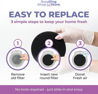 Activated Charcoal Odor Absorber- (NO Adhesive) for Trash can lids Pack of 10 Filters for composters, Trash cans, Kitchens and Recycling Areas, pet Litter Boxes