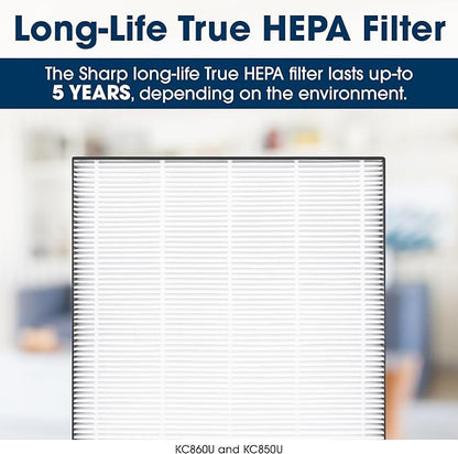 SHARP Air Purifier with Humidifier Combo – Covers up to 1,230 sqft in one hour, True HEPA Filter Air Purifier for Medium Rooms, Home Nursery, Dust, Smoke, Pollen - KC850U