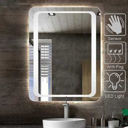 LED Bathroom Mirror with Lights Sensor Switch Illuminated Bathroom Mirror with Demister Pad for Makeup Cosmetic Shaving…