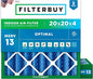 Filterbuy 20x20x4 Air Filter MERV 13 Optimal Smoke & Allergy Defense (2-Pack), Electrostatic Pleated HVAC AC Furnace Filters Replacement, Made in USA (Actual Size: 19.50 x 19.50 x 3.63)