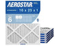 Aerostar 16x25x1 MERV 6 Pleated Air Filter, AC Furnace Air Filter, 6 Pack (Actual Size: 15 3/4"x 24 3/4" x 3/4")