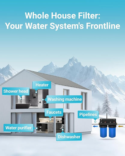 AQUA CREST 10"x 4.5" Whole House Carbon Water Filter, Iron & Manganese Reducing Cartridge for Well Water, Replacement for GE GXWH40L, FXHTC, Ispring, Culligan® RFC-BBSA, Whirlpool®, 5 Micron