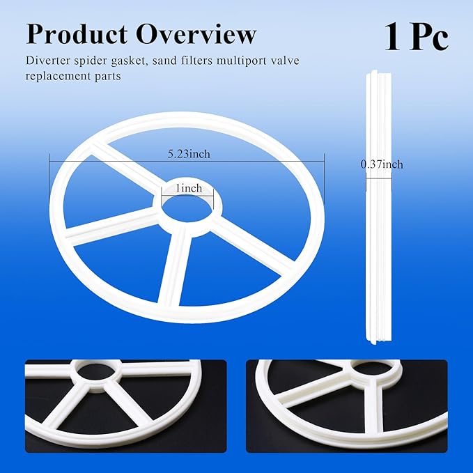1 Pc Diverter Spider Gasket Compatible with Waterway 711-1910B/806105211439, Fit for Carefree, Clearwater, TWM Sand Filters Models WVS002 & WVS003 1.5-inch Top Mount Pool Sand Filters Multiport Valve