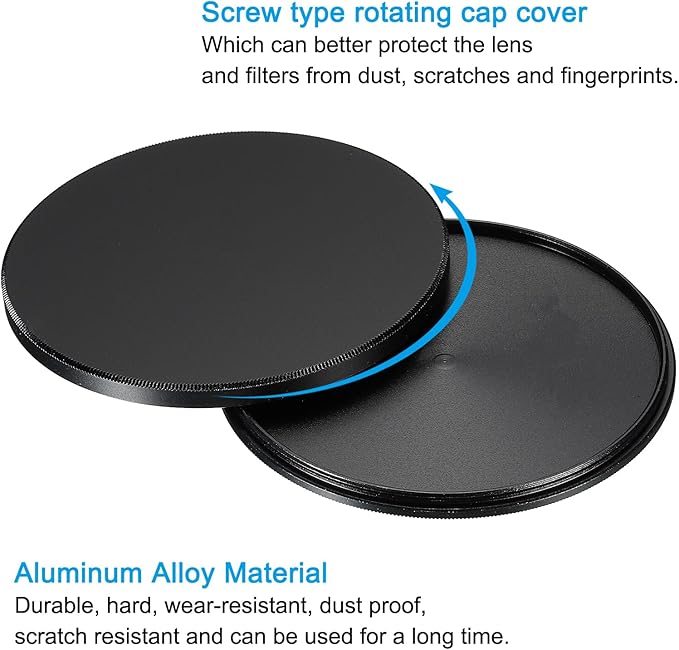 PATIKIL 72mm Lens Cap, Camera Lens Cap Cover Universal Lens Filter Stack Cap Front Metal Protective Case Cover with Cleaning Cloth for Photography Camera Filter