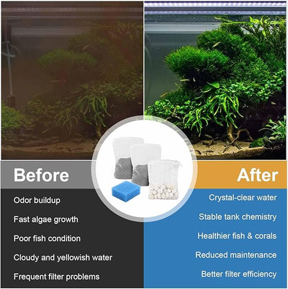 Aquarium Media Maintenance Kit Replacement for Fluval AC30 Power Filter, Three-Stage Filter Media Kit, Includes Replacement Bio Foam, Activated Carbon & Ceramic Rings, for 10-to-30 Gallon Aquariums
