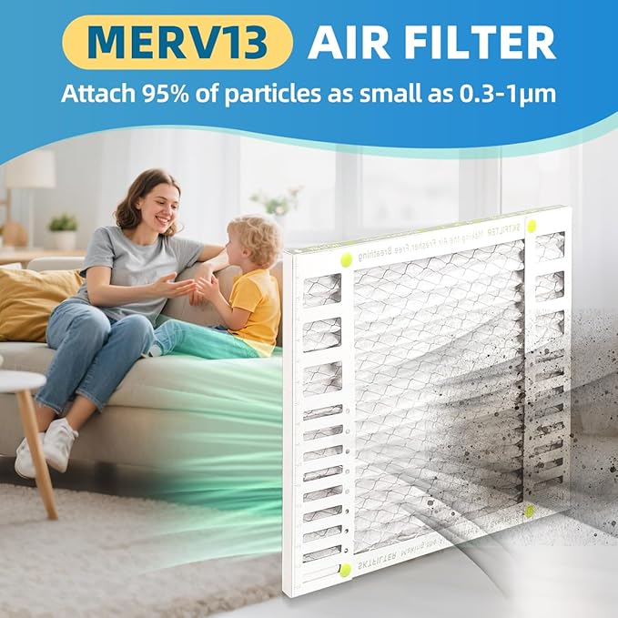 24x24x2 Air Filter AC Furnace MERV 13 Comparable with MPR 1900 FPR 10 HVAC Air Condition cabin Vent Fan Electrostatic Pleated Actual Size 23.43 x 23.43 x 1.75 6 Packs