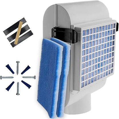 Indoor Dryer Vent Kit | Dual Filter Lint Trap for Electric Dryers | No-Water Required, Low Maintenance | Captures Lint & Dust for Cleaner Indoor Air | Made in the USA