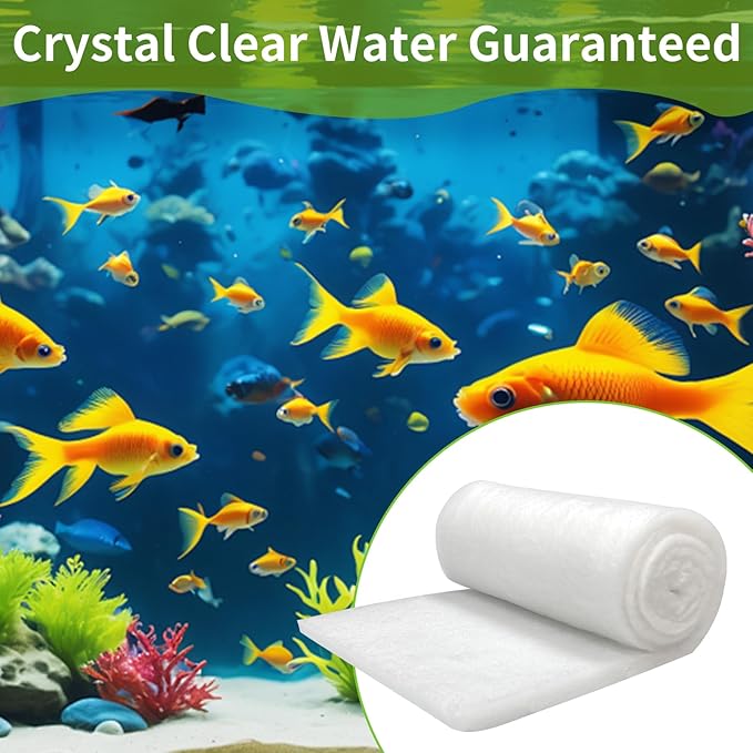 Aquarium Filter Floss 12"x72"x0.5" Filter Floss for Fish Tank -Micro Fine Multi-Layer Polishing Aquarium Filter Pad-Filter Media Roll for Crystal Clear Water Cut to Size