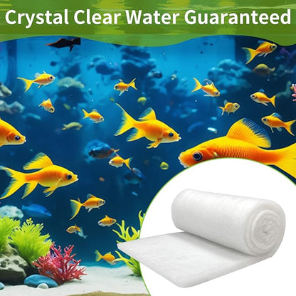 Aquarium Filter Floss 12"x72"x0.5" Filter Floss for Fish Tank -Micro Fine Multi-Layer Polishing Aquarium Filter Pad-Filter Media Roll for Crystal Clear Water Cut to Size