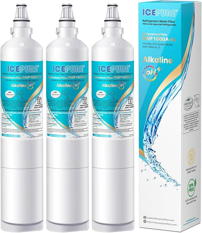ICEPURE Alkaline 5231JA2006A Refrigerator Water Filter Replacement for LG LT600P, kenmore 9990, KENMORECLEAR 46-9990, FML-2, 5231JA2006B, WF300, R-9990, WFC2001, LSC27931ST, Enhances PH, 3Pack