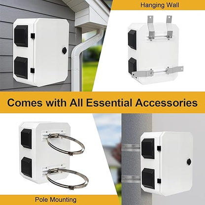 Outdoor Electrical Box with Key Lock, 12V Cooling Fan & Temperature Controller Included, Cold-Rolled Steel Plate Electrical Box, with M10 Aluminum Alloy Sliding Groove (11.81"x15.75"x7.87")
