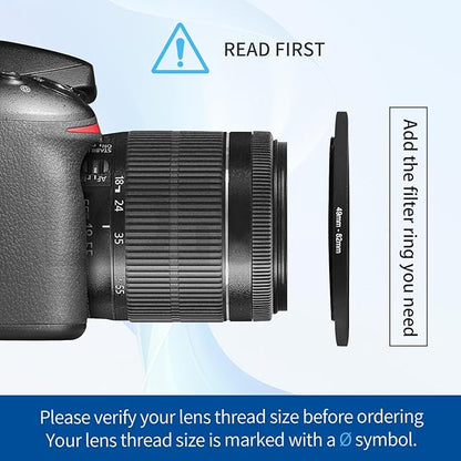 49-82mm Step-Up Ring Adapter, 49mm to 82mm Step Up Filter Ring for 49mm Lens Mount 82mm for DSLR Lenses and ND UV CPL IR Filters （49-82mm）