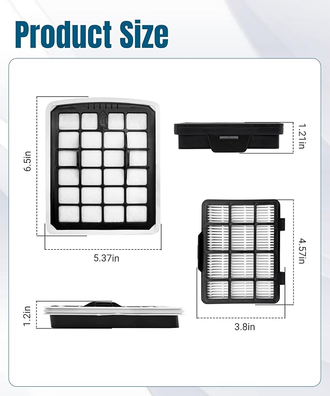 2 Set HEPA Filter Replacement Fit For Eureka NEN180 NEN186BL Bagless Canister Vacuum Cleaner,include 2 Dust Cup Filters Element and 2 HEPA Filters