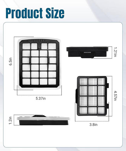2 Set HEPA Filter Replacement Fit For Eureka NEN180 NEN186BL Bagless Canister Vacuum Cleaner,include 2 Dust Cup Filters Element and 2 HEPA Filters