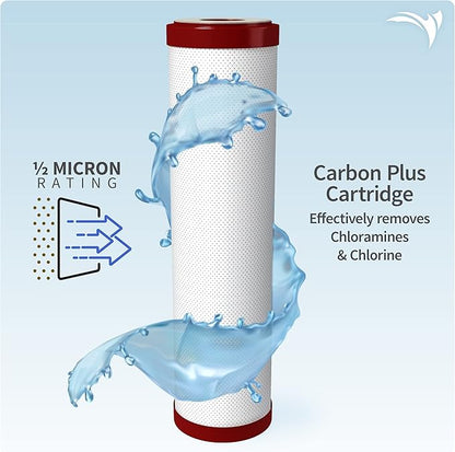 AquaticLife 10-Inch Sediment Water Filter Replacement Cartridges Kit (Carbon Plus Chloramine)