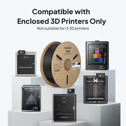 ELEGOO ASA Filament 1.75mm Black 1KG, UV & Weather Resistant 3D Printer Filament for Outdoor Functional Parts, High Impact Strength Engineering Grad 1kg Spool (2.2lbs) Fit for FDM Printers