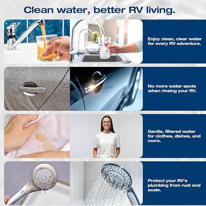 H&G Lifestyles RV Water Filter,Iron Filter for Well Water, Remove Iron Manganese Calcium and Magnesium, RV Water Softener Filtration System for Garden Hose, with 3/4" GHT Brass Adapter
