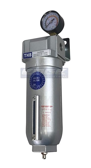 HEAVY DUTY INDUSTRIAL GRADE COALESCING FILTER WITH 0.01u MICRON ELEMENT, 11oz METAL BOWL, REMOVES 99.98% MOISTURE, VAPOR AND OIL FROM COMPRESSED AIR LINES, MANUAL DRAIN (1" NPT, 11oz BOWL)