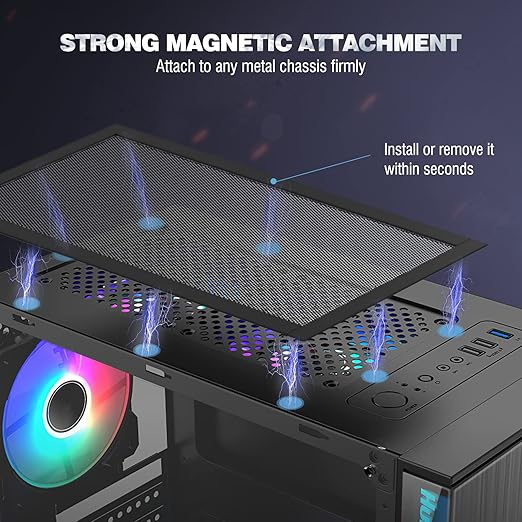 MoKo 400x300mm DIY PC Case Dust Mesh Filter, [4 Pack] PVC Dustproof Magnetic Dust Filter Cover, PC Mesh Grill with Magnetic Frame Strip Computer Cooler Fan Dust Filter for Computer PC Case, Black