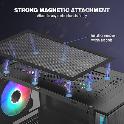 MoKo 400x300mm DIY PC Case Dust Mesh Filter, [4 Pack] PVC Dustproof Magnetic Dust Filter Cover, PC Mesh Grill with Magnetic Frame Strip Computer Cooler Fan Dust Filter for Computer PC Case, Black