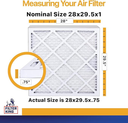 Filter King 28x29.5x1 Air Filter | 6-PACK | MERV 13 HVAC Pleated A/C Furnace Filters | MADE IN USA | Actual Size: 28 x 29.5 x .75"