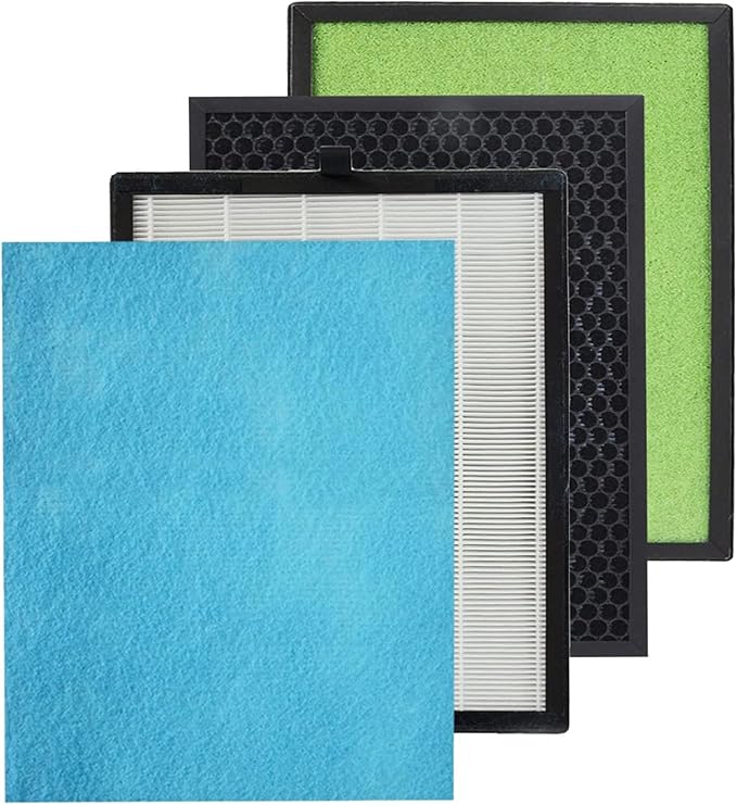 KVV H13 True HEPA Air Filter, 4-Stage Air Purifier Filter with Activated Carbon, For Large Room Filter Pollen Smoke Dust Pet Dander, Compatible with KVV Air Purifier
