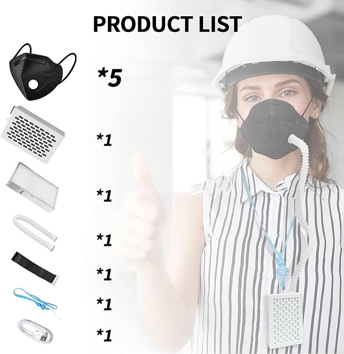 Bwinmak Electric Portable Rechargeable Air Purifier Makes with Filter for Dust,Sanding,Polishing,Weeding,Protection Works