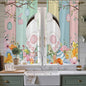 Easter Window Curtains 63 Inch Long 2 Panel Set, Rod Pocket Bedroom Curtains & Drapes, Spring Colorful Bunny Eggs Flower Wood Grain Light Filtering Window Treatment for Living Room 42"W x 63"L